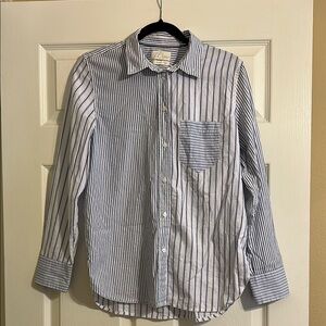 J. Crew Classic Blue and White Striped Button Down Shirt